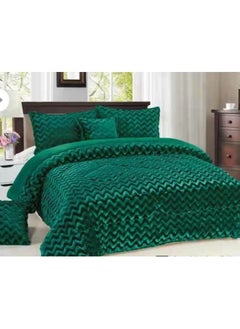 Buy COMFY 6PC SOFT & LUXURIOUS FAUX FUR GREEN WAVE DESIGN COMFORTER SET in UAE