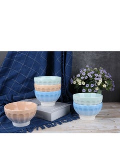 Buy 6-Piece Long Lasting Microwave Proof Easy Storage Bowl Set with Stand Multicolor 5.2inch in Saudi Arabia