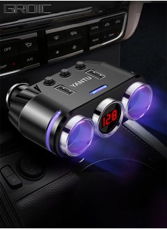 Buy Wireless Cigarette Lighter, Adapter 2 Socket Cigarette Lighter Splitter with LED Voltage Display Dual USB Car Charger On/Off Switches 12V/24V Car Splitter Adapter, Car Accessories in Saudi Arabia