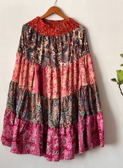 thumbnail image 2 of Women's Tie Dye Sequined Crinkle Long Skirt - Bohemian Gypsy Maxi Skirt With Elastic Waist 2 of 13