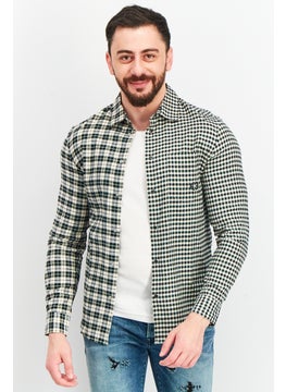 Buy Men Regular Fit Checkered Long Sleeves Casual Shirt, Black/Beige in UAE