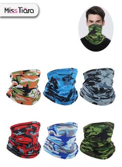 اشتري Outdoor Face Mask Neck Gaiter Headband Tube Bandana Ice Silk Viscose Polyester Fiber Elastic Scarf Sunscreen Balaclava Wicking Face Mask Dust Sun UV Protection Fishing Hiking Set of 6 في الامارات