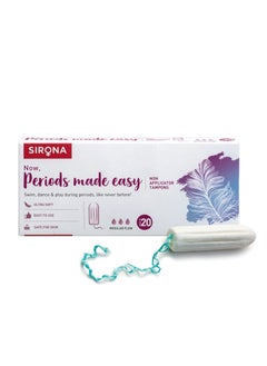 Buy Sirona Period Made Easy Tampons - 20 Piece | For Medium & Regular Flow | Biodegradable Tampons | FDA Approved in UAE