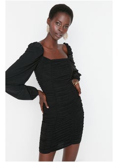 Buy Black Draped Detailed Evening Dress TPRAW22EL1392 in Egypt