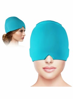 اشتري Migraine Ice Head Wrap, Form Fitting Gel Headache Relief Hat, Cold Therapy Cap Pack Mask, Compress for Tension, Sinus Stress, Blue في الامارات