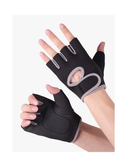 Buy Half Finger Gloves For GYM Exercise, Weightlifting And Cycling Size XL, Black/Grey in Egypt