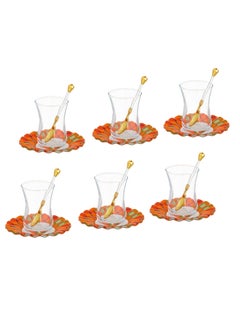 Buy 18-Piece Turkish Glass Tea Set Multicolour in Saudi Arabia