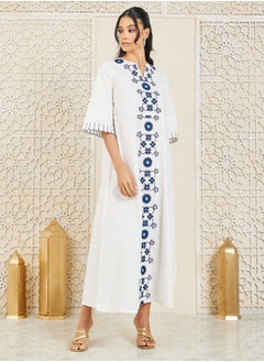 Buy Embroidered Panel Shift Maxi Dress in Saudi Arabia