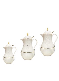 Buy Tea pearl white flask consisting of three pieces (1.5 liters + 1 liter + 0.6 liter) in Saudi Arabia