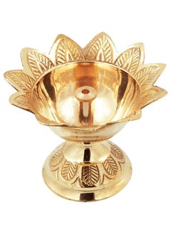 Buy Brass Oil Lamp for Puja/ Burner/ Diya - (Engraved Floral) in UAE