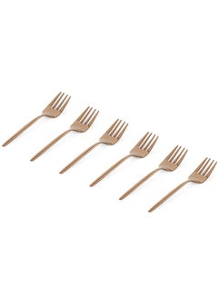 Buy Floryn 6-Piece Cake Fork Set, Gold - 14 cm in UAE