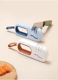 اشتري Household Knife Sharpener Multifunctional 4 in 1 Stainless Steel Sharpener 3 Stage Quick Sharpener Sharpening Scissors Knife Kitchen Tools (Orange) في مصر