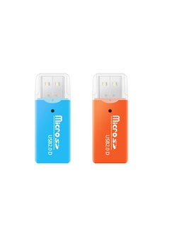 Buy USB 2.0 MICRO SD HIGH SPEED MINI EXTERNAL TF MEMORY CARD READER ADAPTER Blue and Orange - 2 pcs in Saudi Arabia