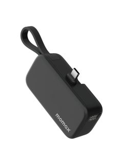 Buy Momax 1-Power Mini Battery Pack 5000 mAh Power Bank [20W] with Built-in USB-C PD Cable - Black in UAE