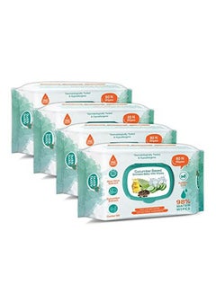 Buy Cucumber Based Natural Wipes For Babies With Lid ; Aloe Vera Extract & Castor Oil ; Moisturizing Wipes For Baby Skin ; Antibacterial Baby Wipes ; 320 Pieces ; Combo Of 4 X 80 Pieces in UAE