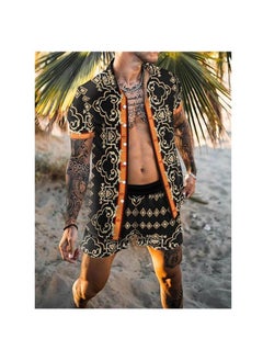 Buy Men's Shirt Casual Loose Shorts Beach Suit in Saudi Arabia