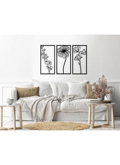 Buy Leaves shape 3 panels Sticker wall decal 80x120 Black in Egypt