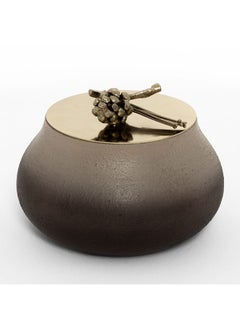 Buy Acorn Handcrafted Decorative Bowl, Beige & Gold - 18x12.5 cm in UAE