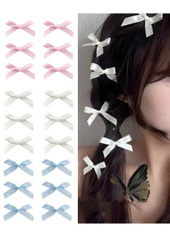 Buy 18-Piece Mini Bow Hair Clips, Sweet Non-Slip Bow Hair Accessories for Women and Girls (White+Blue+Pink) in Saudi Arabia