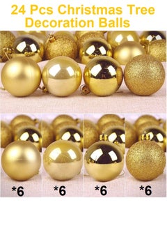 Buy Christmas Balls 24 Pcs Christmas Tree Decoration Balls Gold in UAE