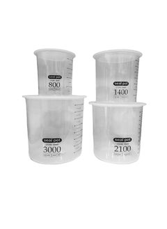 Buy 4 PCS Kitchen Canisters Set With Scales, Clear Plastic Food Storage Jars Containers with Airtight Lid for, Sugar, Coffee, Cookie Jar, Candy, Snack, Rice, Pasta, Nuts - 3000ML, 2100ML,1400ML, 800ML in Egypt