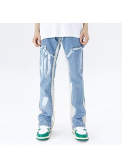 اشتري Euro High Street Splatter Paint Patchwork Denim Jeans Blue في السعودية