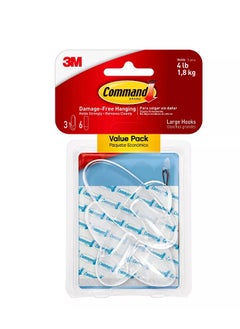 Buy Command Large 3 Hook & 6 Strip Pack - Damage-Free, Strong Hold, Reusable, Wall Organizer, Easy Removal in UAE