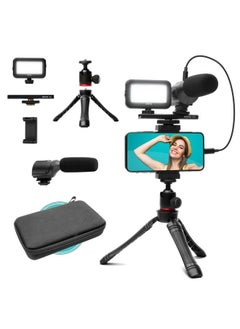 Buy uVlogger- Android/USB-C Compatible Vlogging Kit Phone Video Kit Accessories: Phone Tripod, Phone Mount, LED Light and Cellphone Shotgun Microphone for Phone Video Recording for YouTube, Vlog in UAE