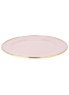 Buy Serving Dish Light Pink With A Golden Rim 30 Cm in UAE