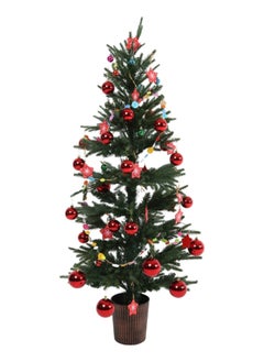 اشتري Alina Christmas Tree with Pot Stand, Green & Red – 150 cms في الامارات