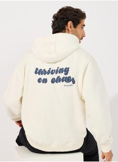 Buy Back Slogan Print Heavy Oversized Hoodie in Saudi Arabia