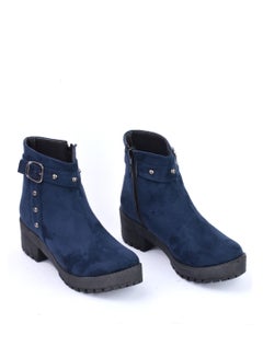 Buy G-10 Ankle boot suede flat stylish for woman -dark blue in Egypt