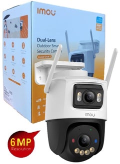 Buy Cruiser Dual Lens 6MP 3K Outdoor WiFi Surveillance Camera, Resolution (3MP fixed lens and 3MP PT lens), Color Night Vision up to 30m, AI Person/Vehicle Detection, Automatic PT Tracking, Two-Way Audio, IP66 (IPC-S7XEN-6M0WED) in Saudi Arabia