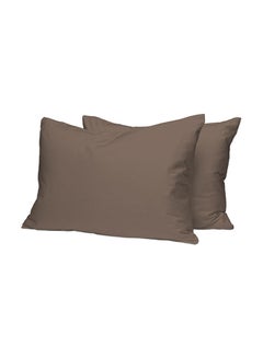 Buy 2-Piece 100 Long Staple 400 Thread Count Soft Sateen Weave Luxury Pillow Cases Includes 2xPillow Cases Cotton Dark Brown 48x74cm in UAE