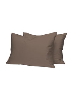 اشتري 2-Piece 100 Long Staple 400 Thread Count Soft Sateen Weave Luxury Pillow Cases Includes 2xPillow Cases Cotton Dark Brown 48x74cm في الامارات