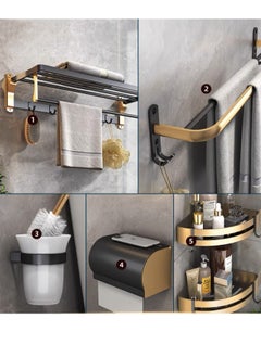 Buy 5PCS Bathroom Accessories Bath Hardware Set Towel Holder Rack Clothes Hook Waterproof Tissue Box Double Wall Hanging Basket Toilet Brush in UAE