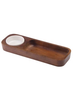 Buy Wooden Chip And Salsa Serving Tray with Bowl in UAE