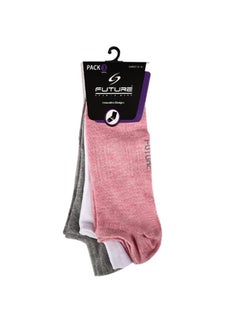 Buy Future Socks Low cut for women Pack of  3 size 36-40 (Rose-White-Grey) in Egypt