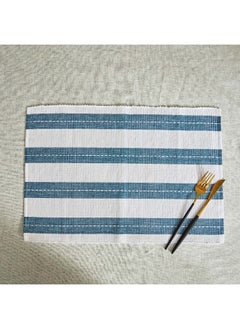 Buy Home Box Harley Azure Ribbed Cotton Placemat 45 x 33 cm in UAE