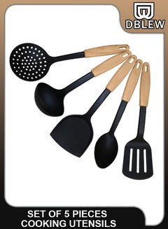 اشتري Set of 5 Pieces Nylon Cooking Utensils Heat Resistance Kitchenware Tools Spatula Turner Spoons Kit Non stick Baking Household Cookware With Handle Hanging Ring Home & Restaurants في الامارات