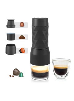 اشتري New Manual Portable Coffee Maker, 18Bar Espresso Machine, Mini Manually Operated Travel Coffee Machine for Coffee Brew And Milk Foamer HS-8439(Black) في السعودية