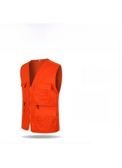 Buy Mens Custom Vest Multi-Pocket Reporter Jacket Orange in UAE