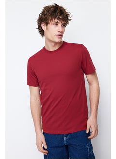 Buy Burgundy Basic Slim Fit 100% Cotton Short Sleeve Crew Neck T-Shirt TMNSS19BO0001 in Egypt