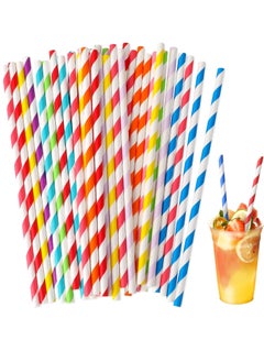 Buy 300 Pieces Colourful Paper Straws for Coffee or Juice Cocktail 6*197mm in UAE