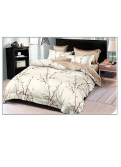 Buy 6-Pieces Glace Cotton Printed Fancy Comforters Set Fixed duvet, fitted bedsheets and pillowcase King Size F38 in UAE