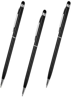 Buy 3X 2 in 1 Universal Capacitive Stylist Slim 2019 Ballpoint Pen Stylus for iPhone Tablet all smart phones Black in Egypt