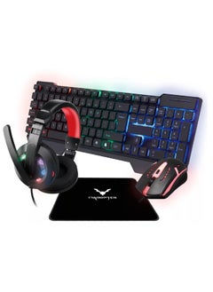 اشتري 4 in1 Gaming Keyboard Whit Mouse pad Mouse Gaming Headset Wired Led Rgb Backlight Bundle For Pc Gamers and Xbox and PS4 في الامارات