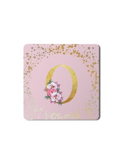 Buy Designer Leather Coasters Mat for Beverage Drinks- Custom Monogram Initial Letter Floral Pattern Alphabet - O (Pink) in UAE