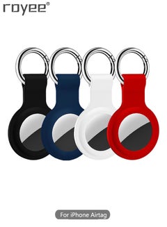 Buy Compatible with AirTag Case Holder Silicone Key Ring/Chain Compatible with Apple AirTag GPS Item Finders Accessories 4 Pack in UAE