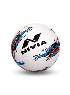 Nivia Simbolo Football, Size 5 (White/Orange), Leather